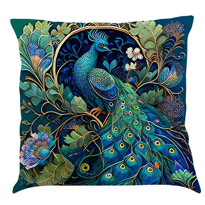 Ornate cat design linen pillowcase – living room cushion cover