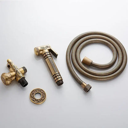 Ornate engraved gold brass wall mounted bidet faucet bathroom sprayer