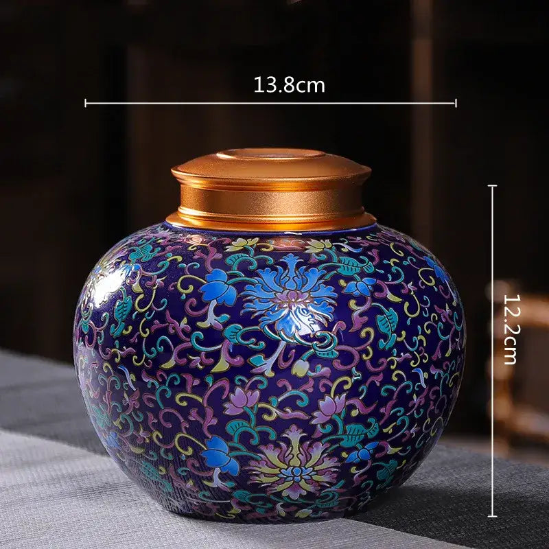 Ornate floral ceramic storage jar set kitchen tea coffee containers