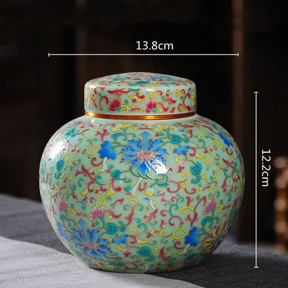 Ornate floral ceramic storage jar set kitchen tea coffee containers
