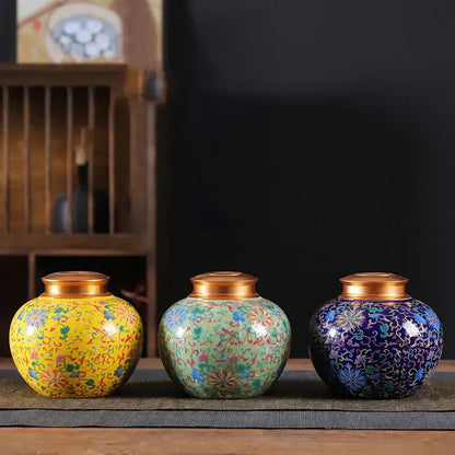 Ornate floral ceramic storage jar set kitchen tea coffee containers