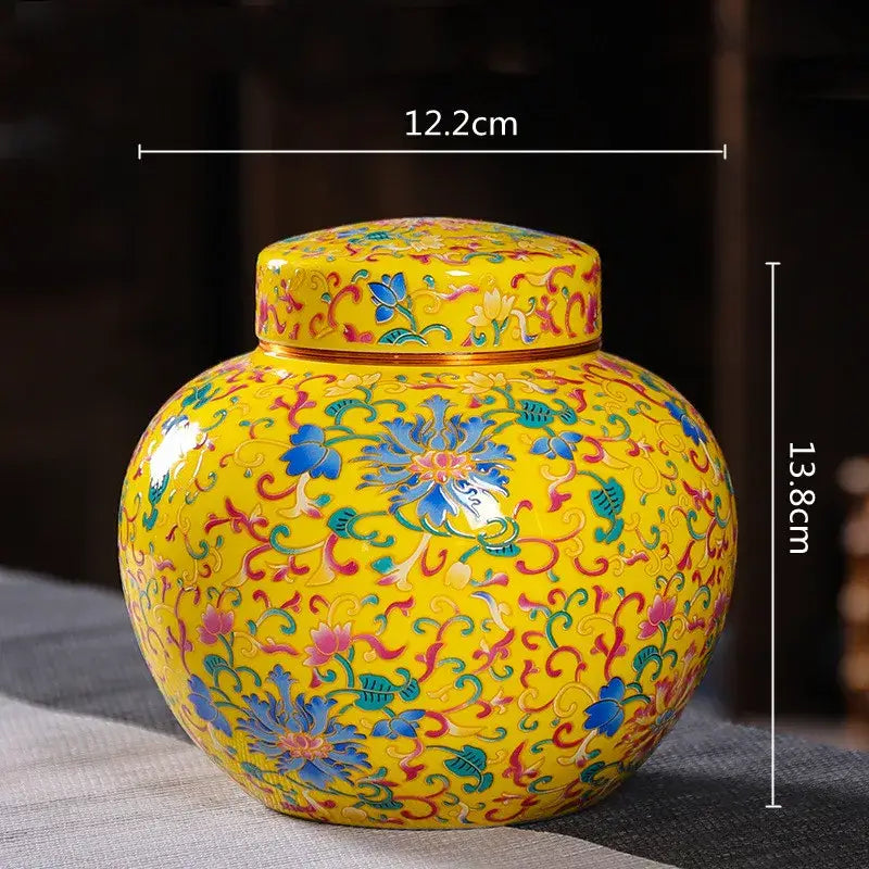 Ornate floral ceramic storage jar set kitchen tea coffee containers