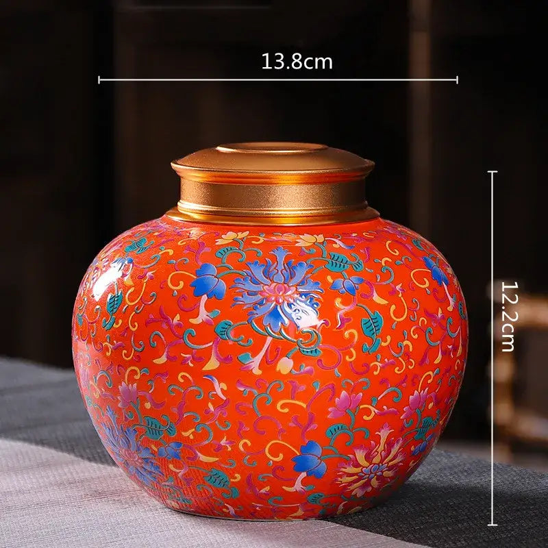 Ornate floral ceramic storage jar set kitchen tea coffee containers