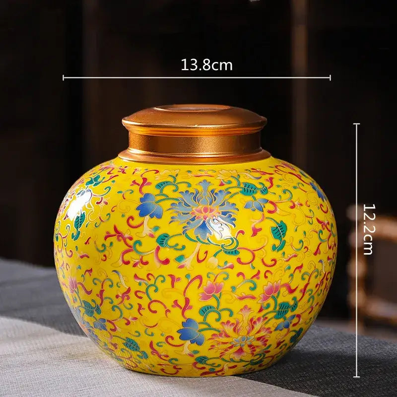 Ornate floral ceramic storage jar set kitchen tea coffee containers
