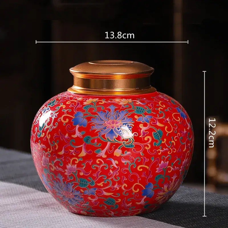 Ornate floral ceramic storage jar set kitchen tea coffee containers