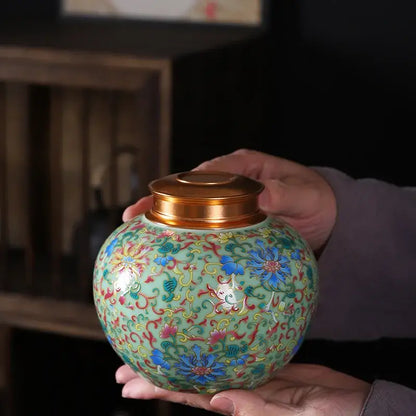 Ornate floral ceramic storage jar set kitchen tea coffee containers