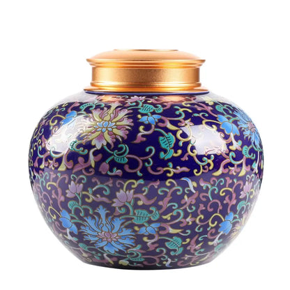 Ornate floral ceramic storage jar set kitchen tea coffee containers