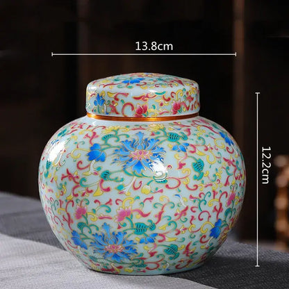 Ornate floral ceramic storage jar set kitchen tea coffee containers
