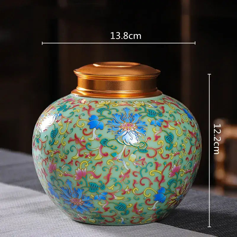 Ornate floral ceramic storage jar set kitchen tea coffee containers
