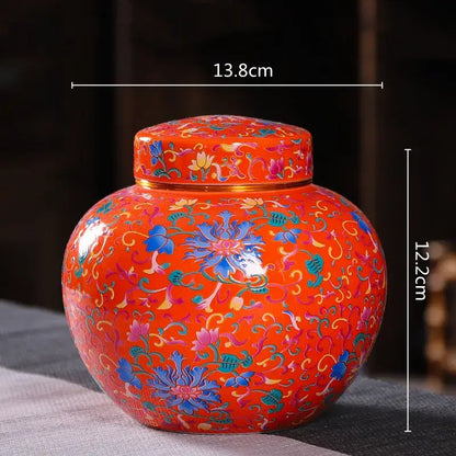 Ornate floral ceramic storage jar set kitchen tea coffee containers