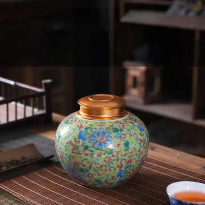 Ornate floral ceramic storage jar set kitchen tea coffee containers