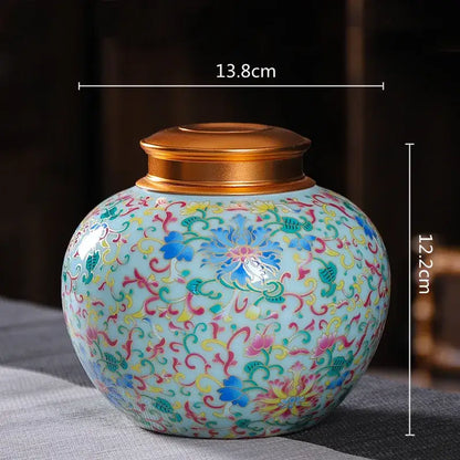 Ornate floral ceramic storage jar set kitchen tea coffee containers
