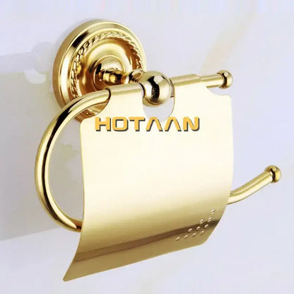 Ornate gold brass bathroom accessories set 6 piece bathroom decor