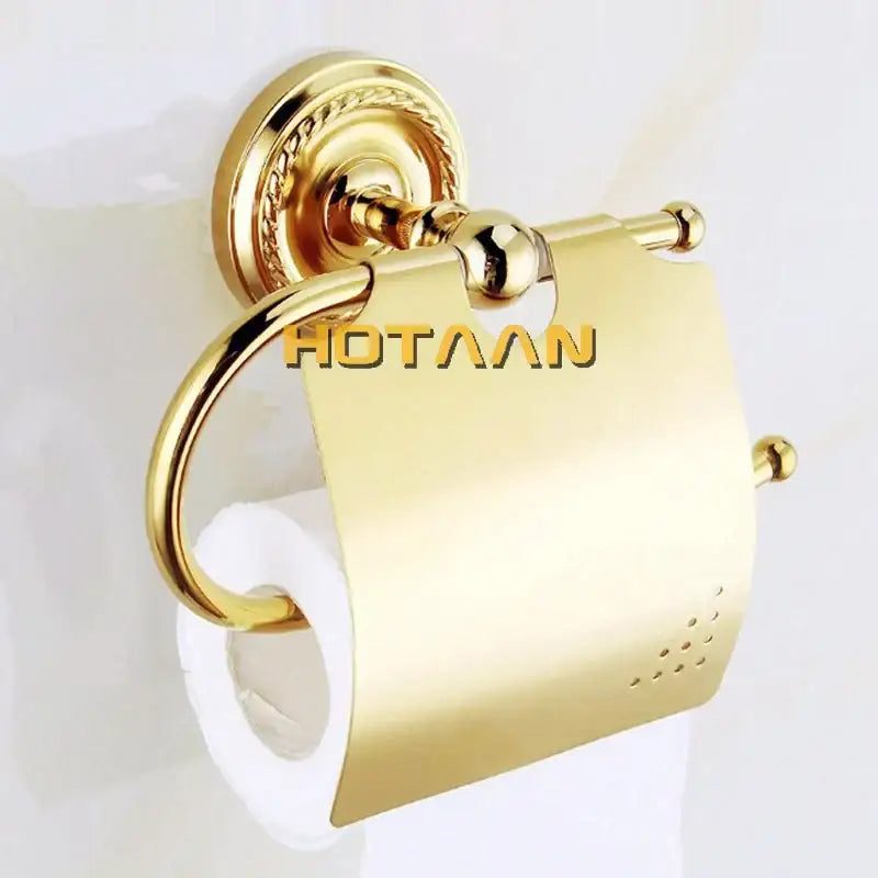 Ornate gold brass bathroom accessories set 6 piece bathroom decor