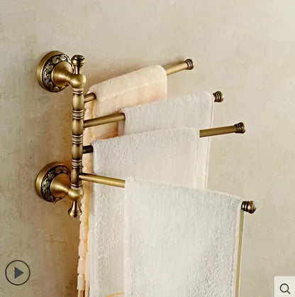 Ornate gold copper carved bathroom accessories set