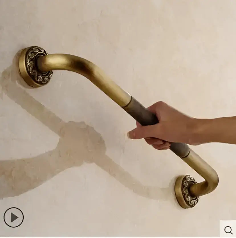 Ornate gold copper carved bathroom accessories set