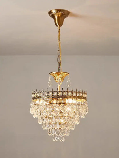 Ornate gold crown crystal led pendant light living room