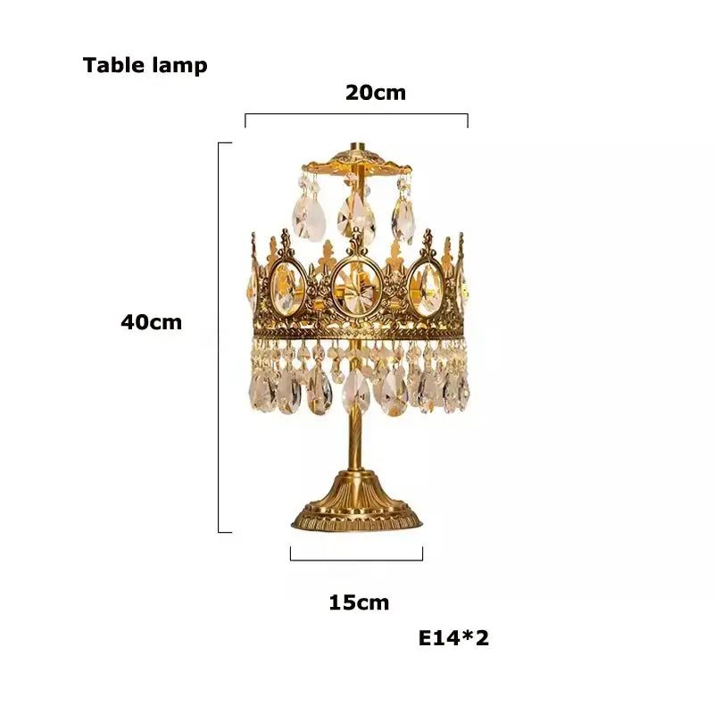 Ornate gold crown crystal led pendant light living room