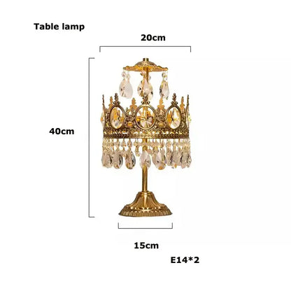 Ornate gold crown crystal led pendant light living room