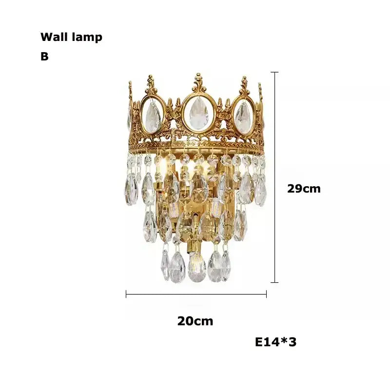 Ornate gold crown crystal led pendant light living room