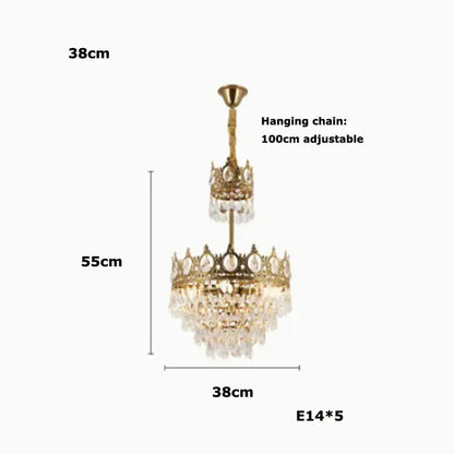 Ornate gold crown crystal led pendant light living room