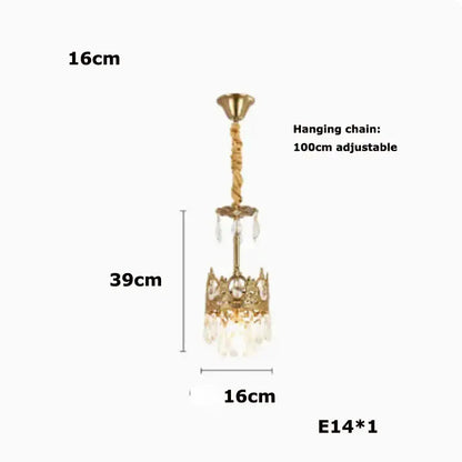 Ornate gold crown crystal led pendant light living room