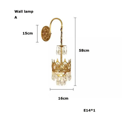 Ornate gold crown crystal led pendant light living room
