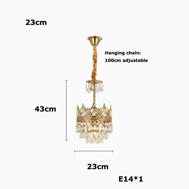 Ornate gold crown crystal led pendant light living room
