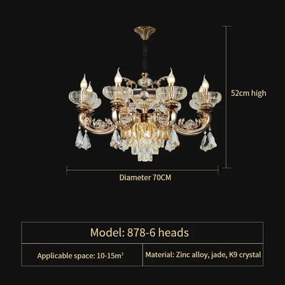 Ornate gold crystal candle chandelier for dining room