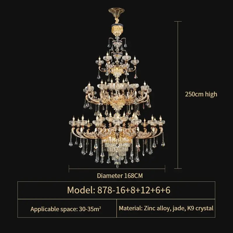 Ornate gold crystal candle chandelier for dining room