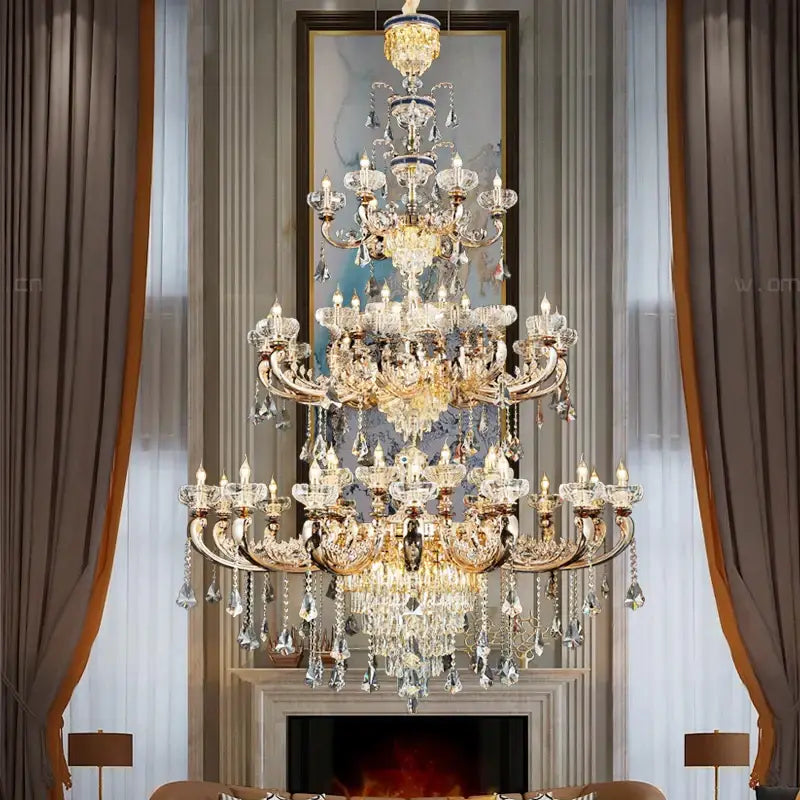 Ornate gold crystal candle chandelier for dining room