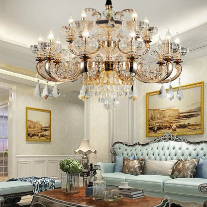 Ornate gold crystal candle chandelier for dining room