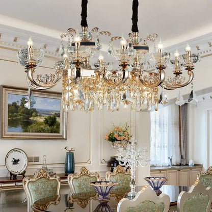 Ornate gold crystal candle chandelier for dining room