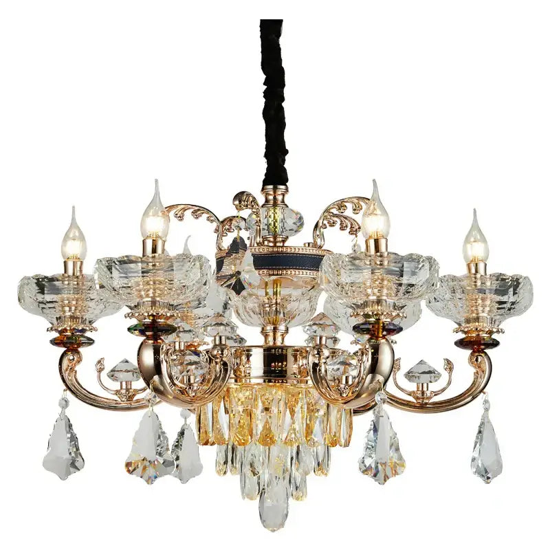 Ornate gold crystal candle chandelier for dining room