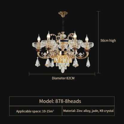 Ornate gold crystal candle chandelier for dining room