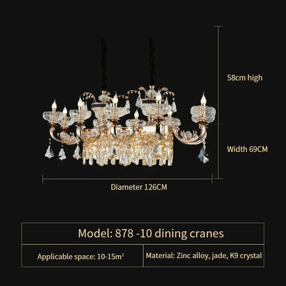 Ornate gold crystal candle chandelier for dining room