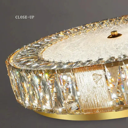 Ornate gold crystal glass ceiling light for bedroom and living room