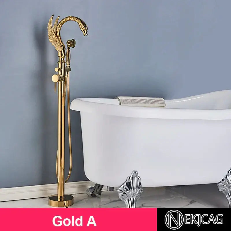 Ornate gold dragon freestanding bathtub faucet bathroom handshower