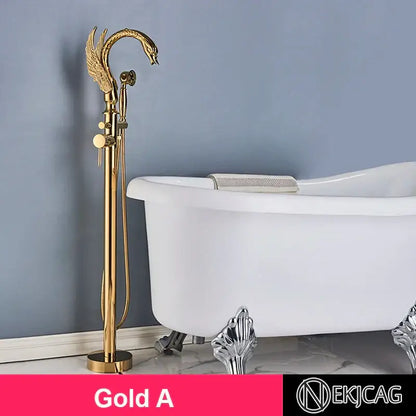 Ornate gold dragon freestanding bathtub faucet bathroom handshower