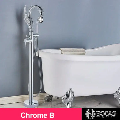 Ornate gold dragon freestanding bathtub faucet bathroom handshower