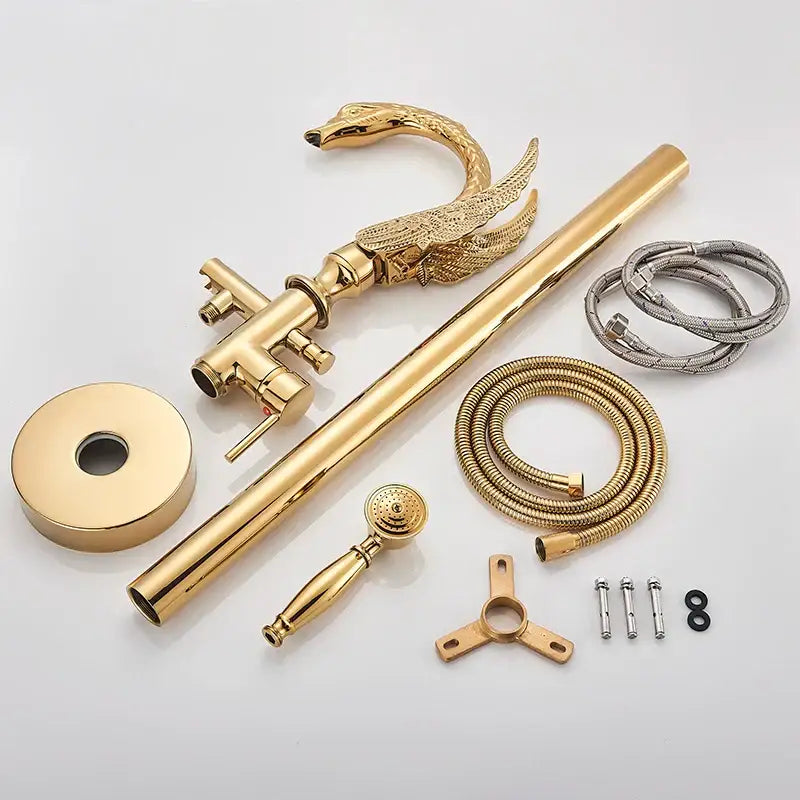 Ornate gold dragon freestanding bathtub faucet bathroom handshower