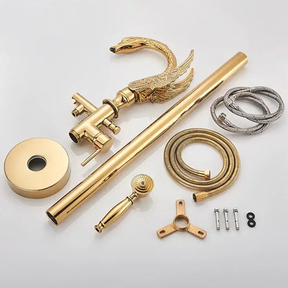Ornate gold dragon freestanding bathtub faucet bathroom handshower