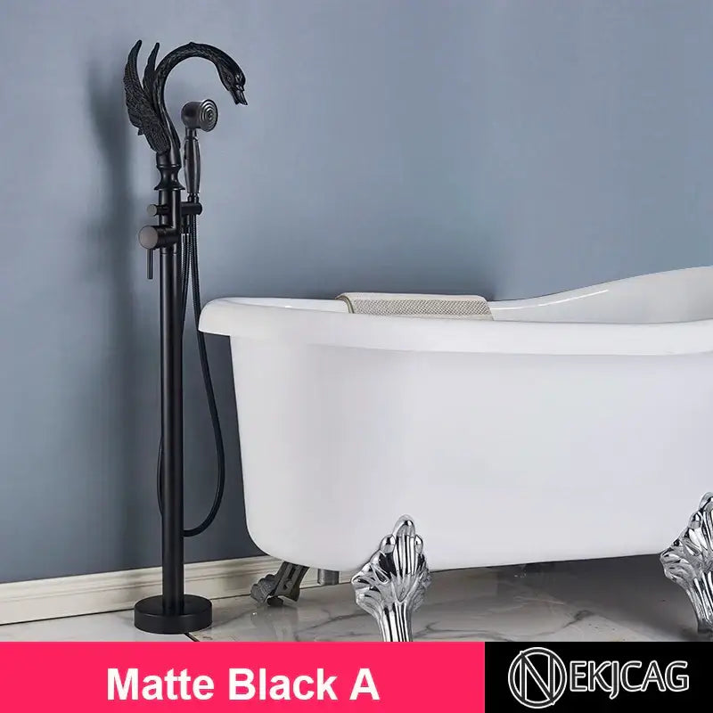 Ornate gold dragon freestanding bathtub faucet bathroom handshower