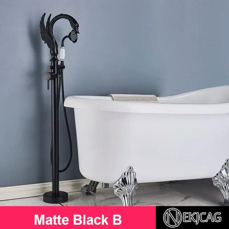 Ornate gold dragon freestanding bathtub faucet bathroom handshower