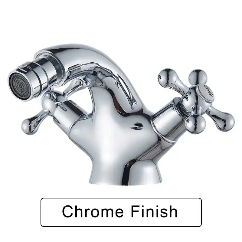 Ornate gold dual handle bidet faucet bathroom vessel sink tap