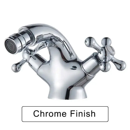 Ornate gold dual handle bidet faucet bathroom vessel sink tap