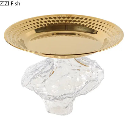 Ornate gold glass fruits bowl dining room dessert plate