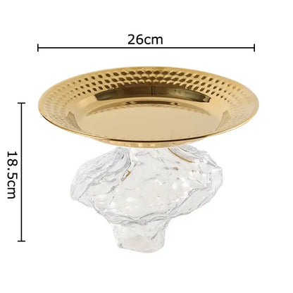 Ornate gold glass fruits bowl dining room dessert plate