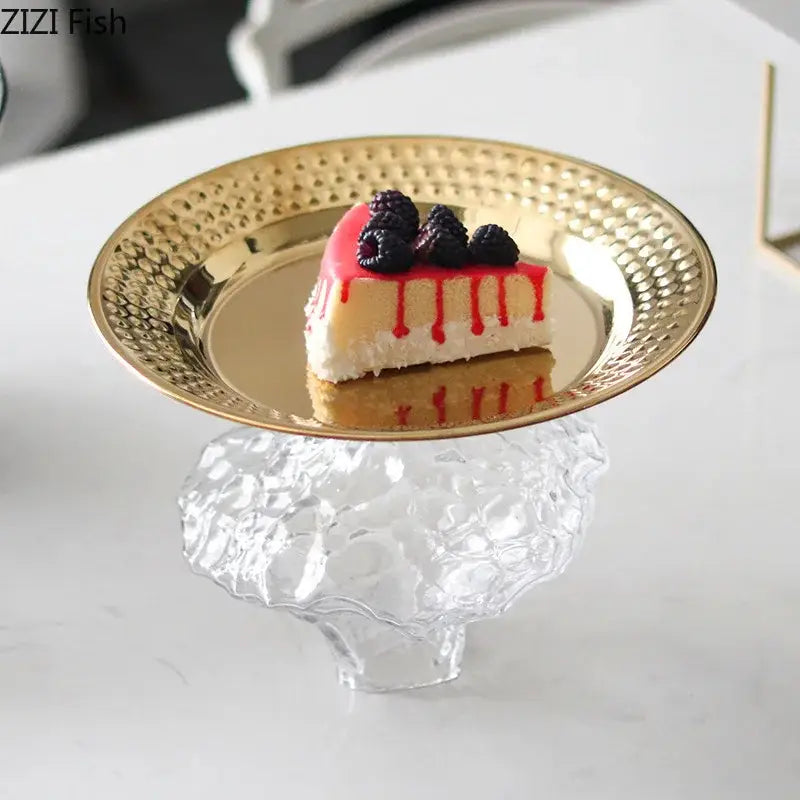 Ornate gold glass fruits bowl dining room dessert plate