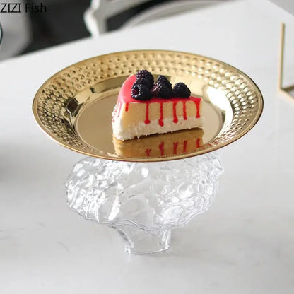 Ornate gold glass fruits bowl dining room dessert plate